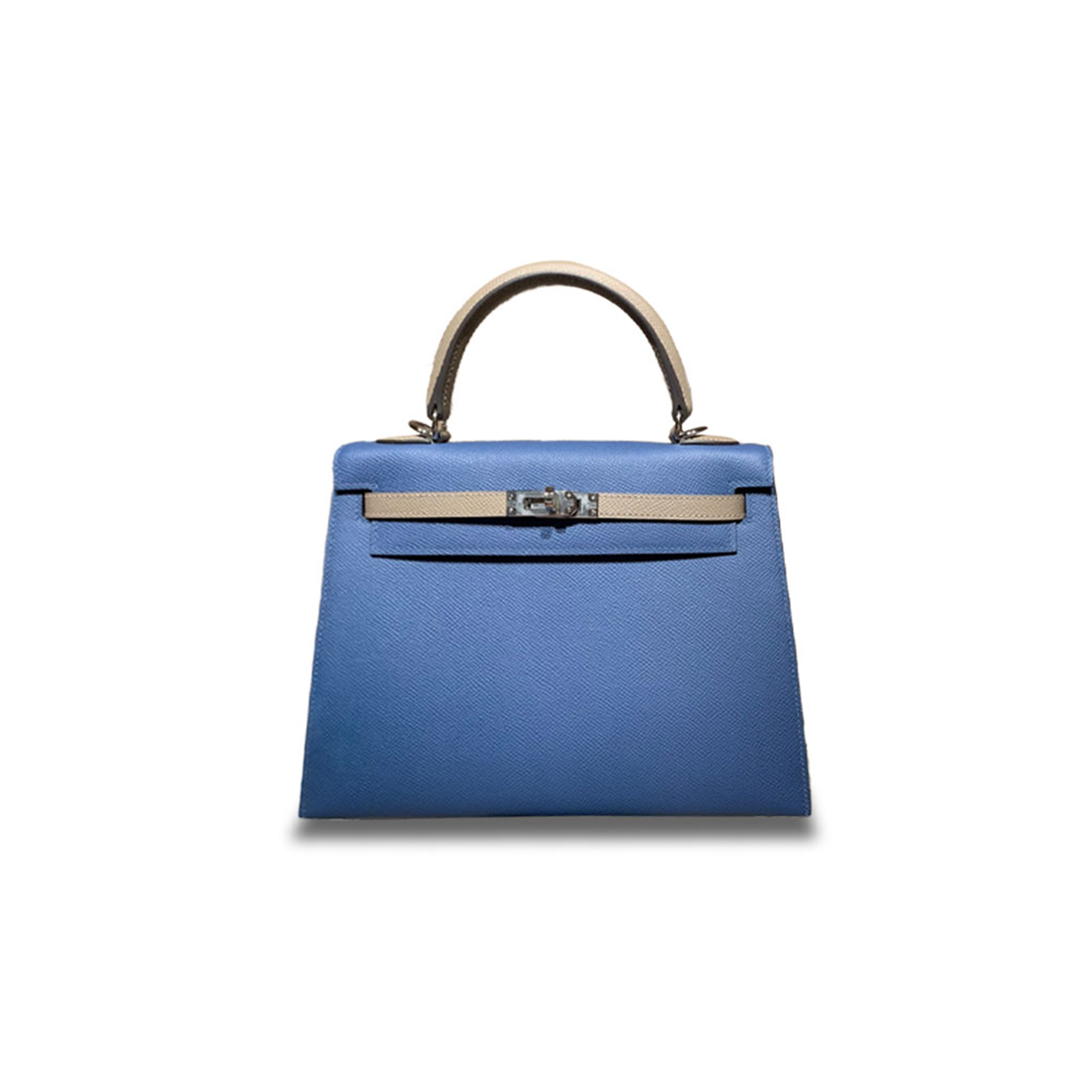 H**mes kelly 25 epsom agate blue and arctic gray silver buckle (25*17*7cm)